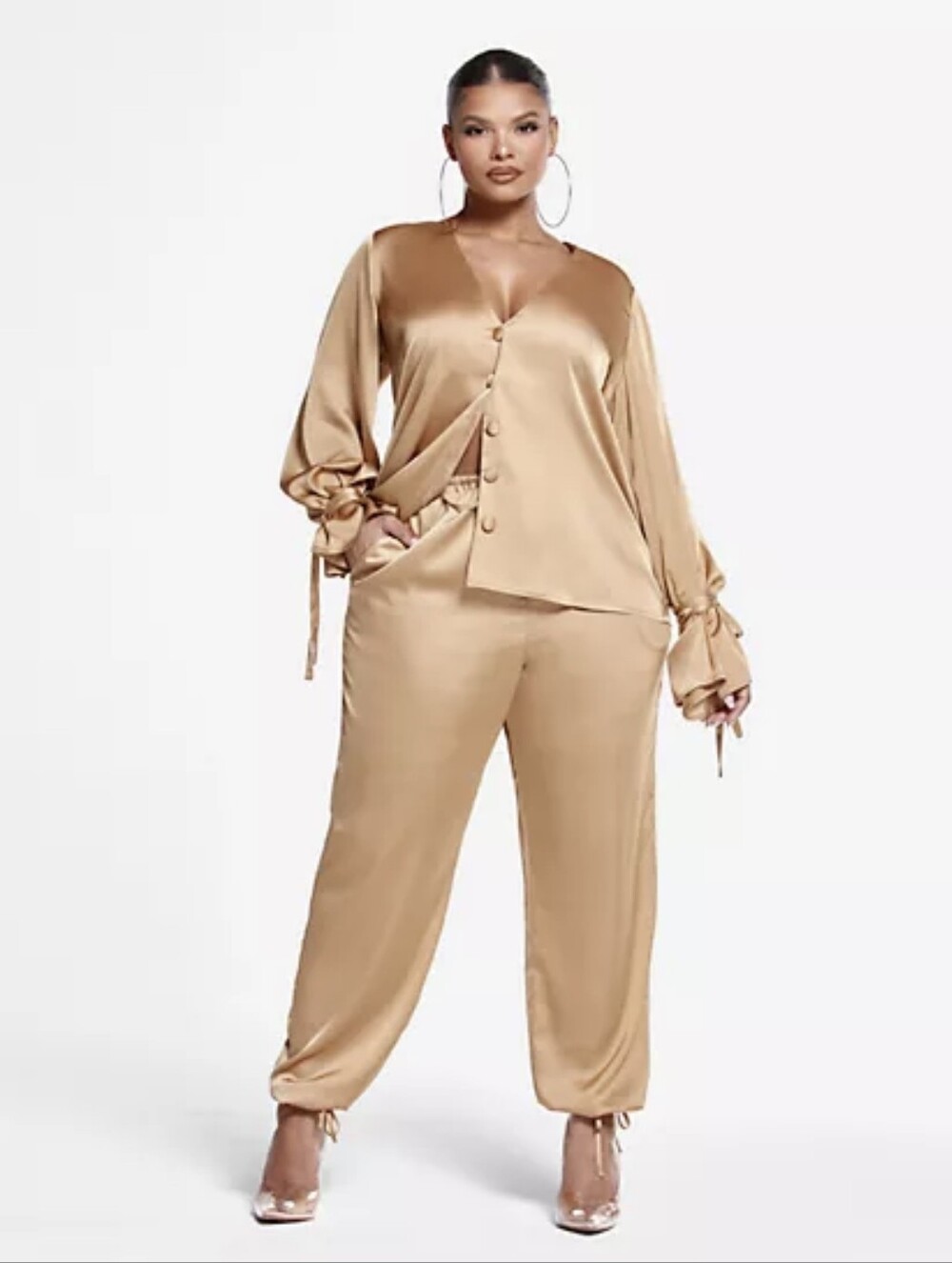 Fashion To Figure Selena Satin Button Front Blouse Plus Size Women's 3X NWT Fall